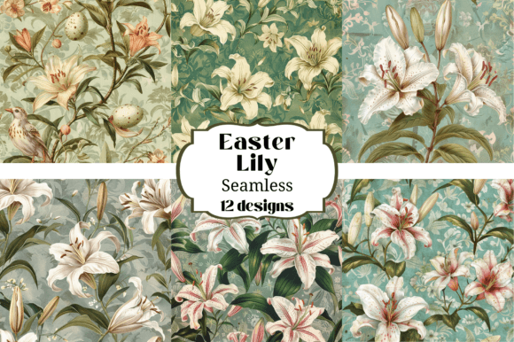 12 Easter Lily Seamless Backgrounds for Stunning Designs