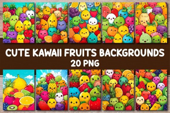 Adorable Kawaii Fruits Backgrounds for Your Projects