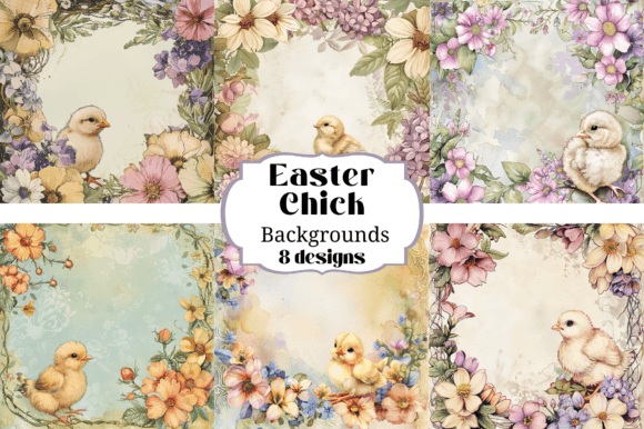 Charming Easter Chick Digital Paper Backgrounds for Creative Projects