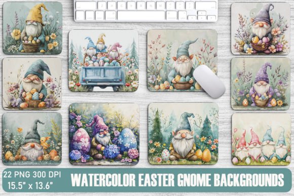 Charming Watercolor Easter Gnome Backgrounds for Your Projects