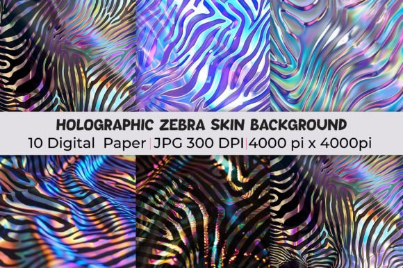 Elevate Visual Projects with Holographic Zebra Skin Backgrounds