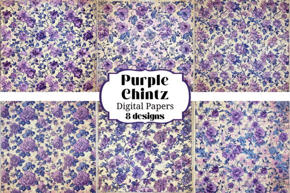 Elevate Your Designs with Old Purple Floral Chintz Backgrounds