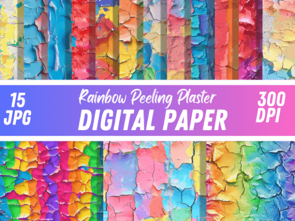 Embrace Nostalgic Charm with Rainbow Peeling Plasters Backgrounds
