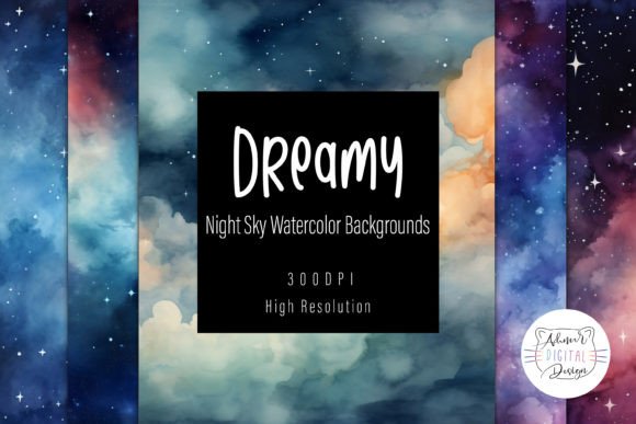 Enchanting Night Sky Watercolor Backgrounds