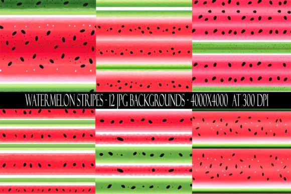 Fresh Summer Design with Watermelon Stripes Backgrounds