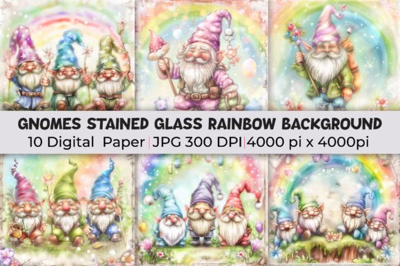 Gnomes Stained Glass Rainbow Backgrounds for Vibrant Design