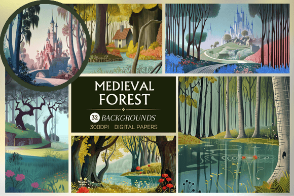 Medieval Forest & Castles: Digital Papers for Enchanted Projects