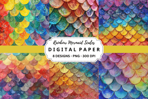 Rainbow Mermaid Scales Backgrounds: Vibrant Texture for Digital & Print