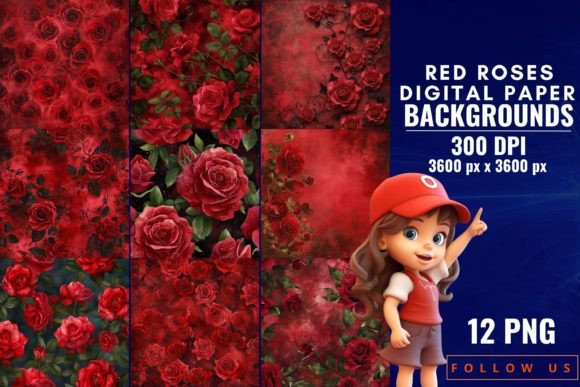 Red Roses Digital Paper Backgrounds: Infuse Your Projects with Floral Elegance