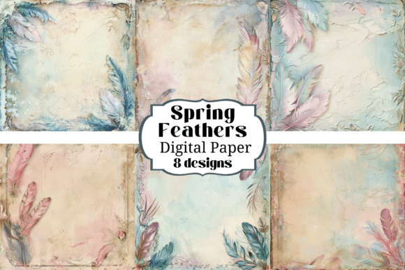 Spring Feathers Watercolor Backgrounds for Creative Projects