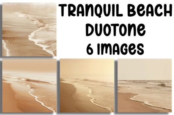 Tranquil Beach Duotone Backgrounds: Coastal Calm for Your Designs