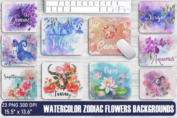 Watercolor Zodiac Flowers: Elevate Your Brand with Celestial Art